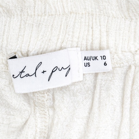 Petal + Pup Linen Blend Wide Leg Pants Women's Size 6 Cream Elastic Waist EUC - Picture 5 of 10